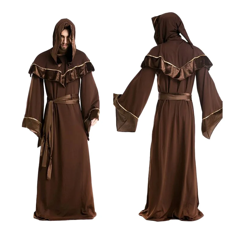 

Medieval Retro Wizard Monk Friar Robes Halloween Costumes Cosplay Christmas Carnival Party CLong Sleeve Adult Men Stage Costume