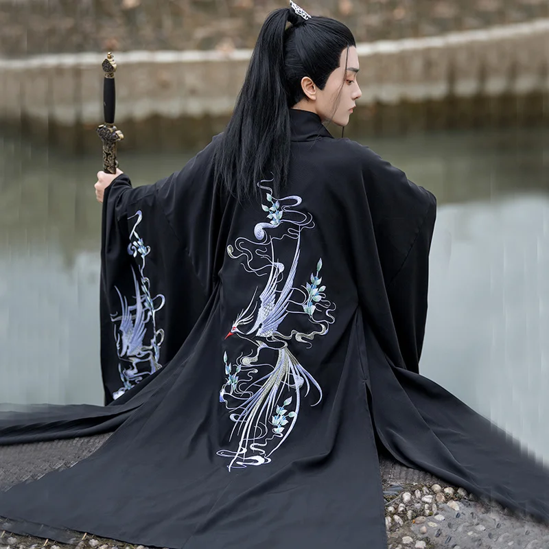 فستان صيني فساتين هانفو الكورية السوداء القديمة على الطراز الصيني للرقص الشعبي أزياء كيمونو التقليدية للرجال فنون الدفاع عن النفس