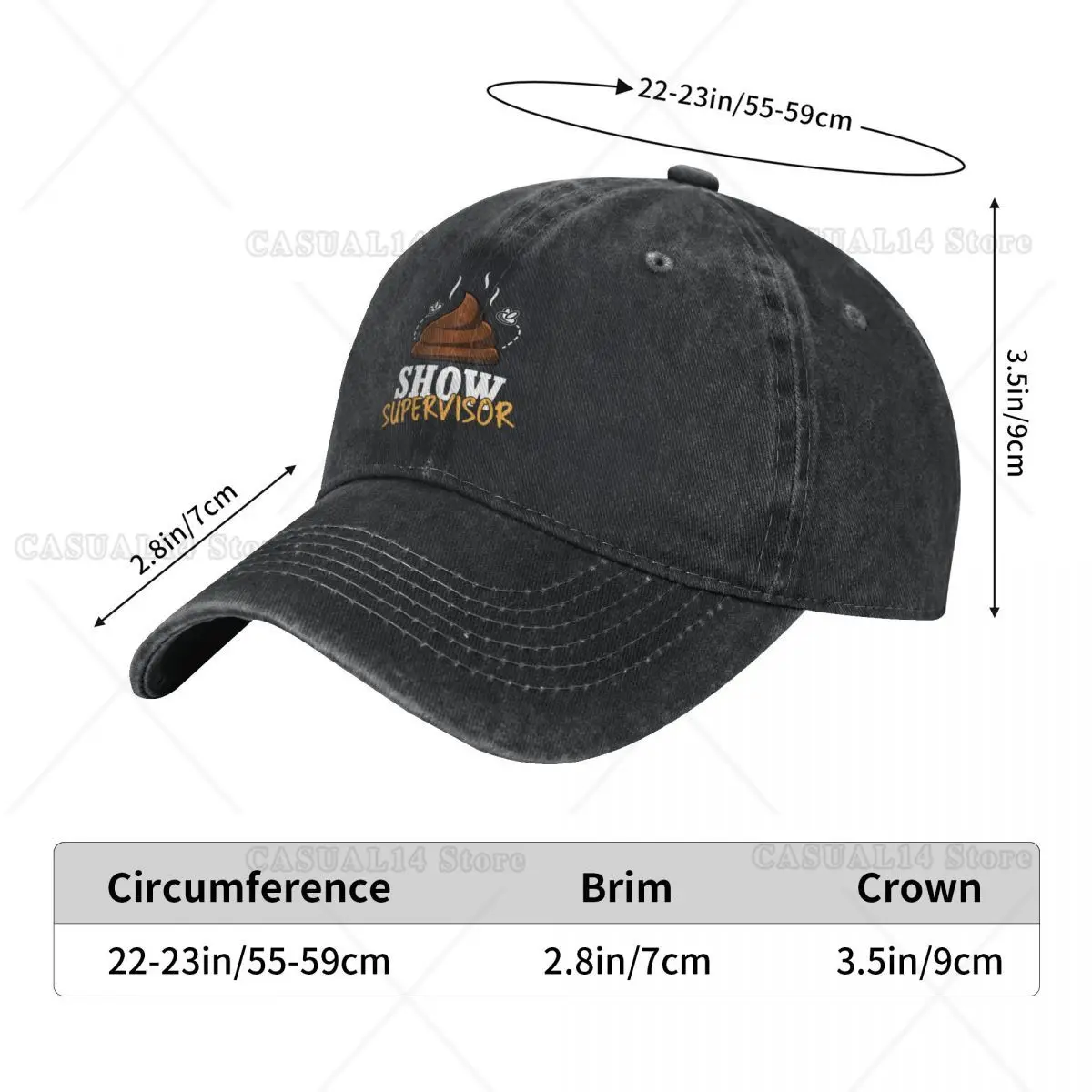 Men Women Shit Show Supervisor Funny Workplace Supervisor Gift Baseball Caps Vintage Distressed Cotton Sun Cap Adjustable