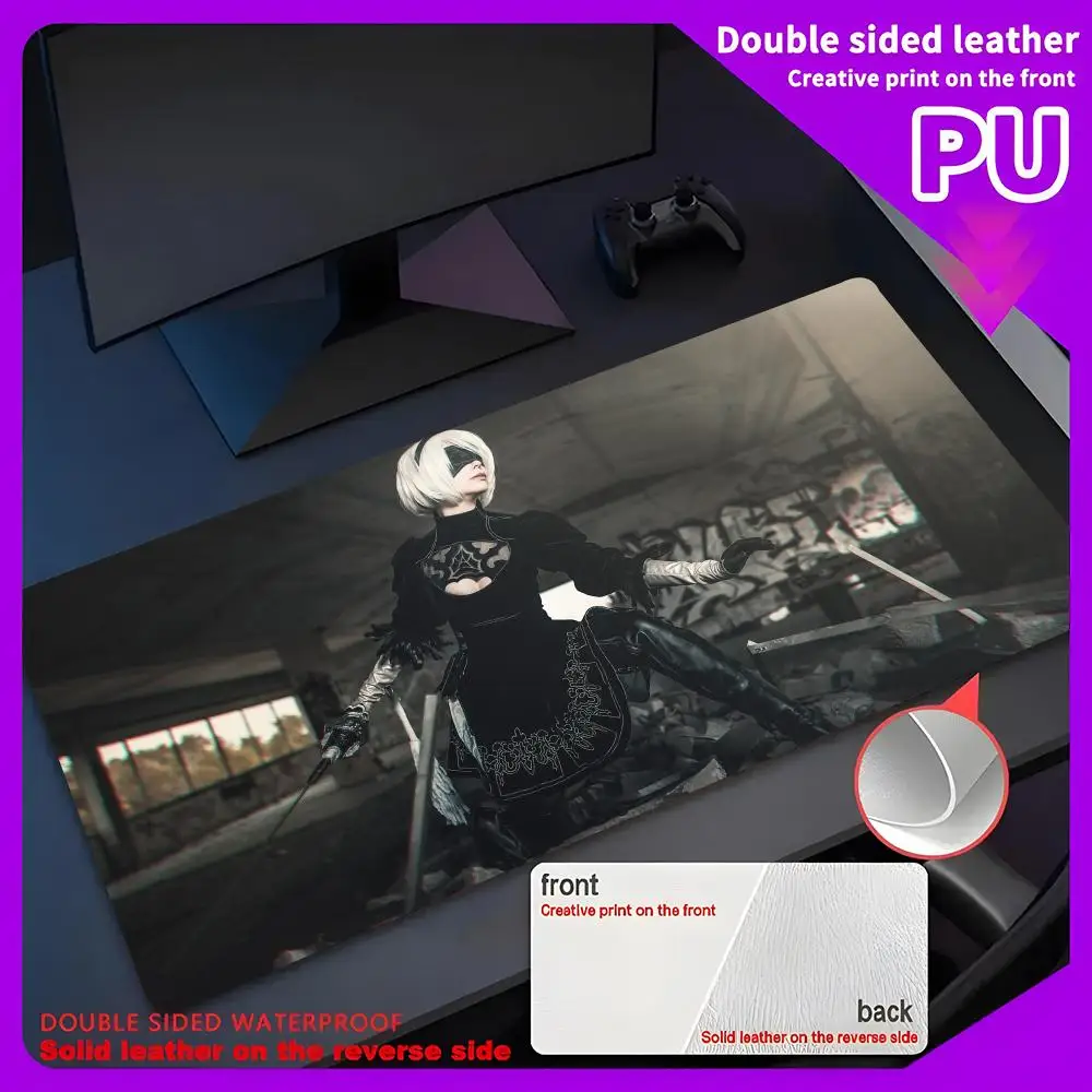 Водонепроницаемый коврик для мыши, из ПУ кожи, 80x40 см