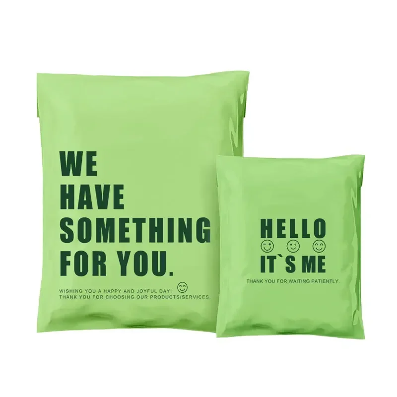 Relcheer 100Pcs Poly Logistics Shipping Bags Green THANK YOU Printing Express Packaging Pouch Clothing Party Gifts Storage Bags