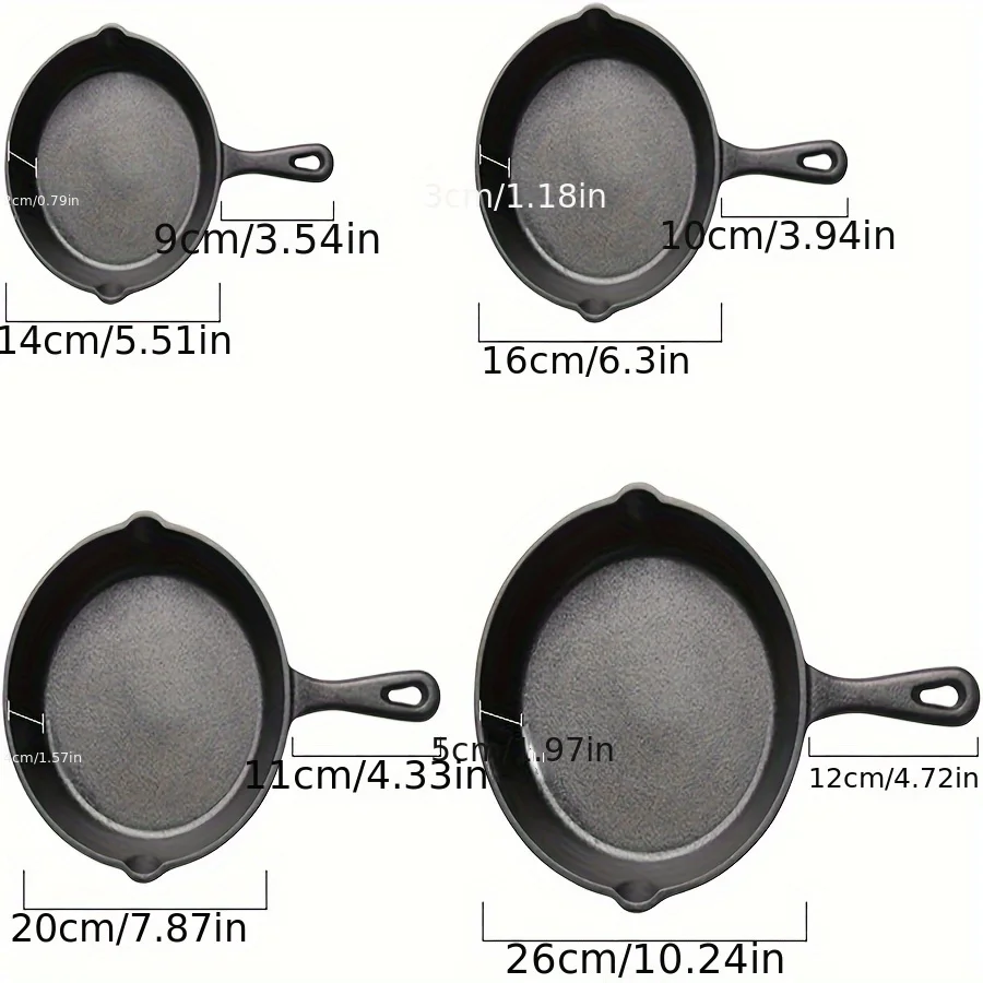 1PC Pre-seasoned Cast Iron Skillet Sets for Sautéing, Braising or Baking Apple Pies and Cobblers.