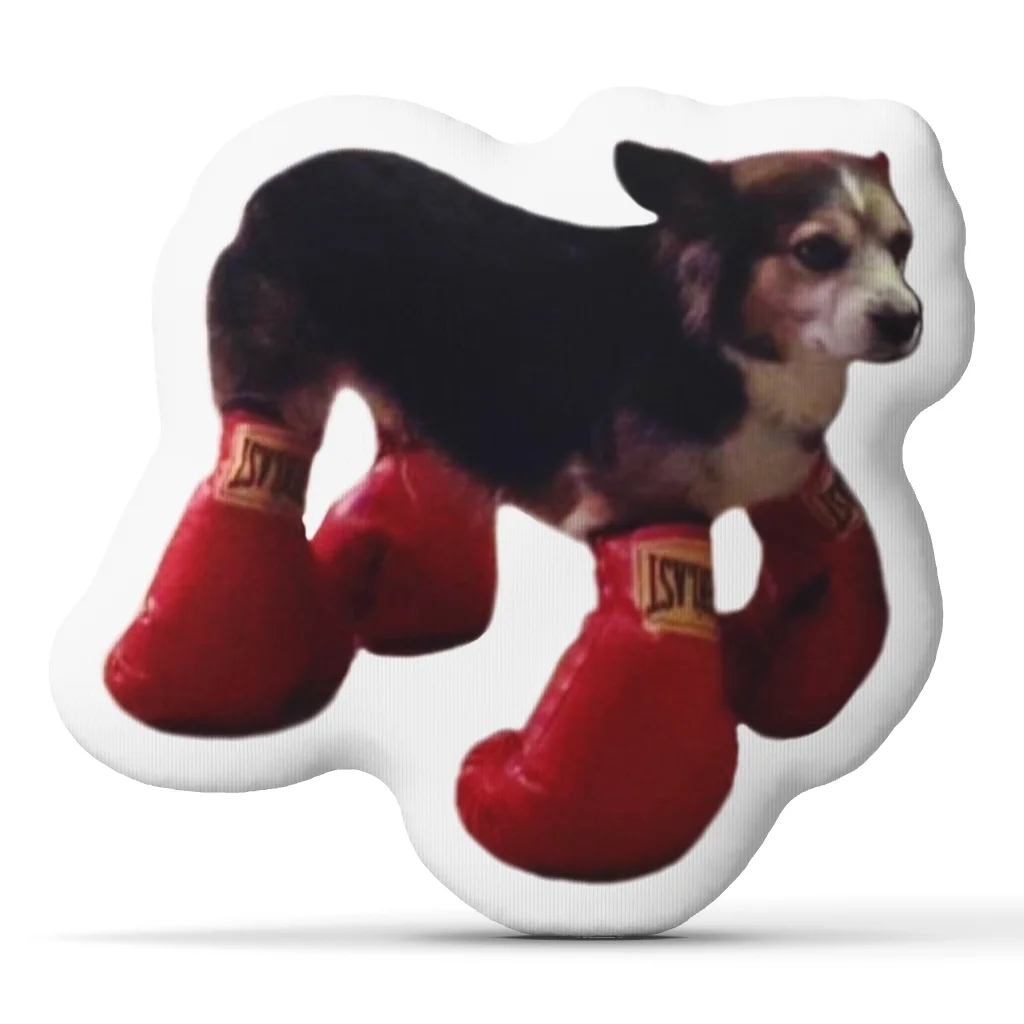 Funny Boxing Gloves Dog Shaped Throw Pillow Cute Novelty Cushion Stuffed Decorative Pillow for Sofa Home Decor Dog Lover Gift