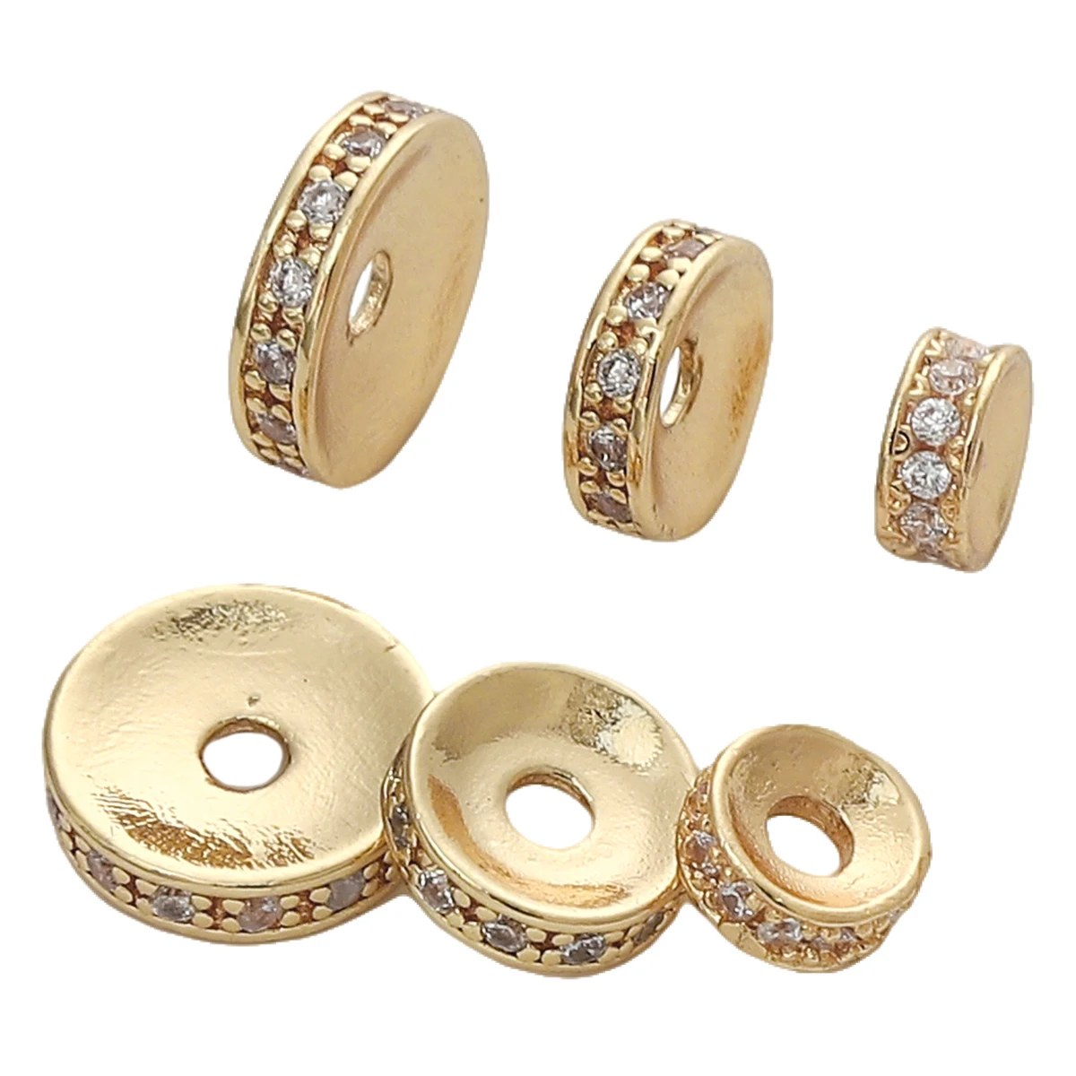 1pc 6/8/10mm Gold Color Rhinestone Crystal Beads Round Loose Spacer Beads For Jewelry Making DIY Bracelets Necklaces Accessories