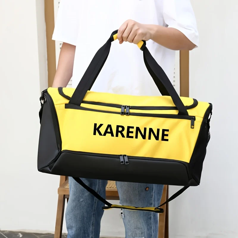 اسم مخصص حقيبة كروسبودي لصالة الألعاب الرياضية حقيبة اليوغا شعار شخصي السفر حقيبة القماش الخشن الرطب الجاف المقصورات جيب الأحذية المستقلة #5