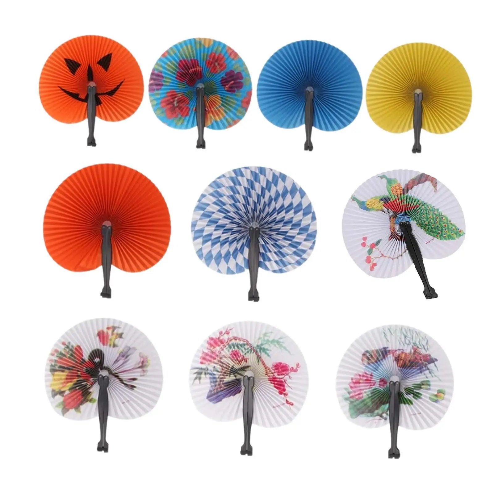10 Pieces Folding Hand Fans Trendy Hand Held Foldable Paper Fans for Wedding Stage Performance Dancing Props Parties Theater