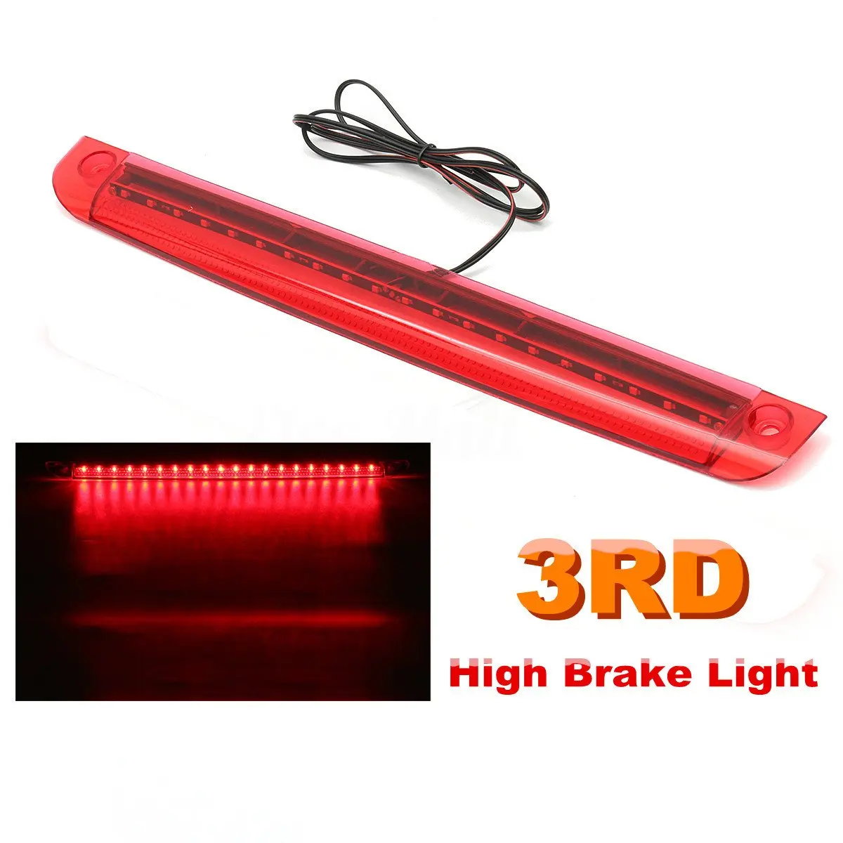 Lampu berhenti rem ekor LED, Universal mobil sepeda motor merah 12V 20 LED dudukan tinggi ke-3