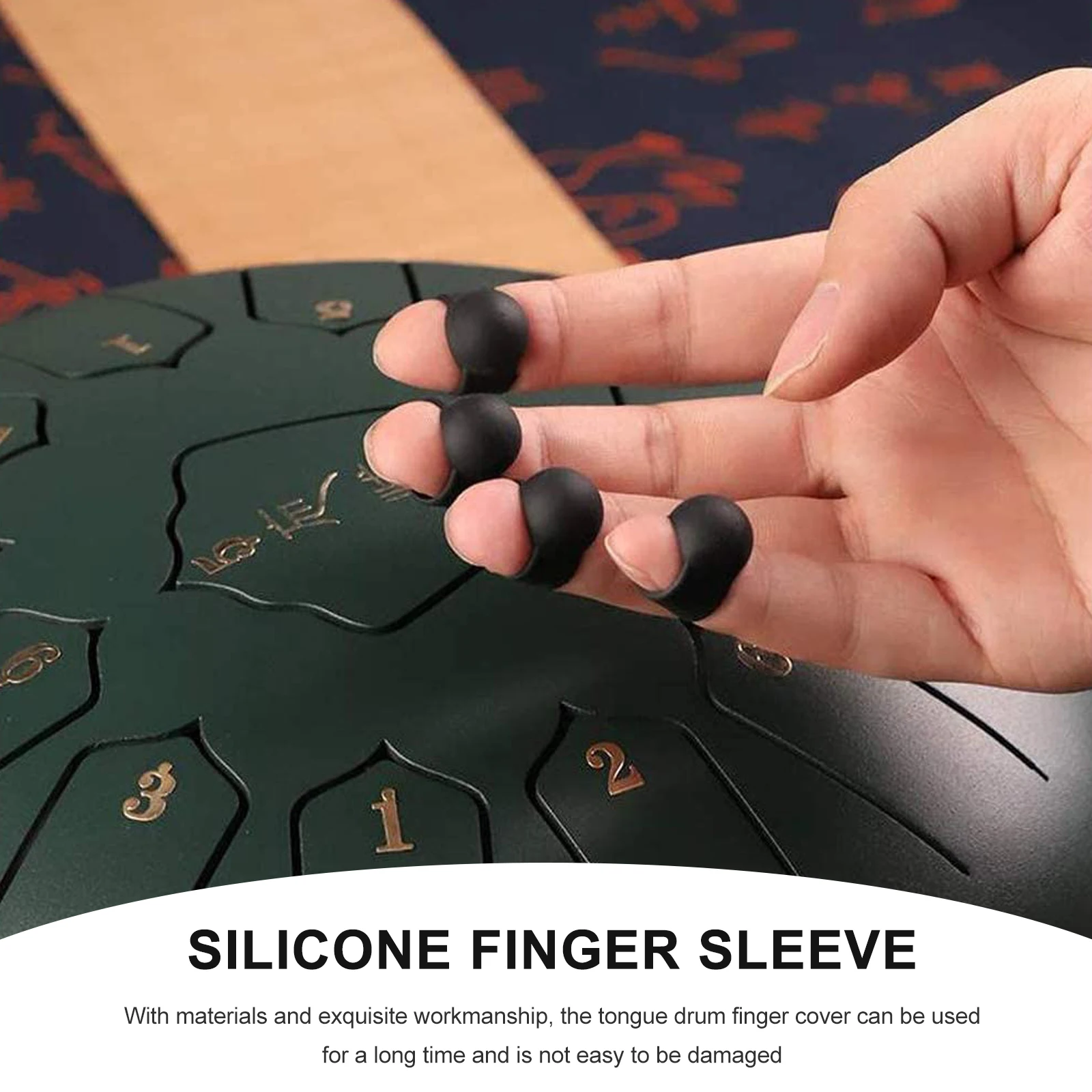 

Anti-slip Finger Cover Set Drum Stick Holder Picks Sleeves Cots Silica Gel Tongue