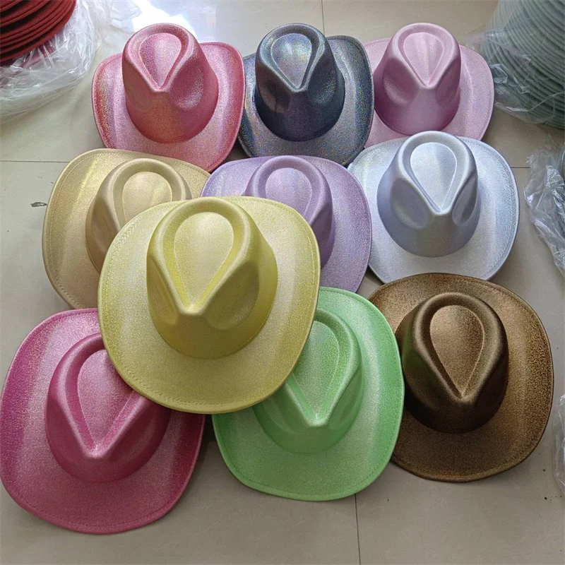 2023 New Colorful Cowboy hat for Men and Women Jazz Autumn Party Evening Fluorescent Cowboy hat sombrero