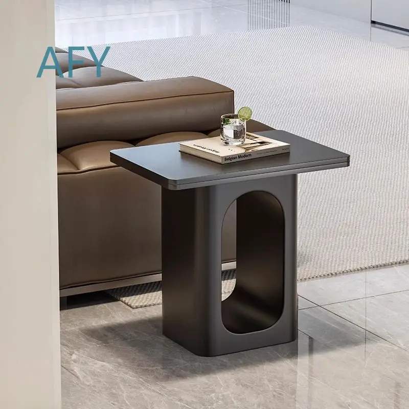 Minimalist Cream-Colored Bedside Table Alternative for Bedroom Home Use Luxury Side Table with Storage Shelf Square Edge