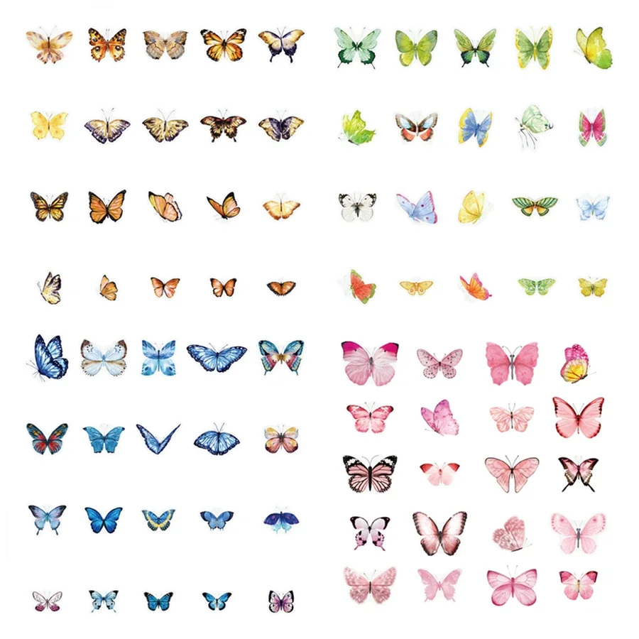 Transparent Butterfly Stickers Decorative Colorful Assorted Dragonfly Bird Insects Decals Scrapbooking Diy Diary Album Stickers