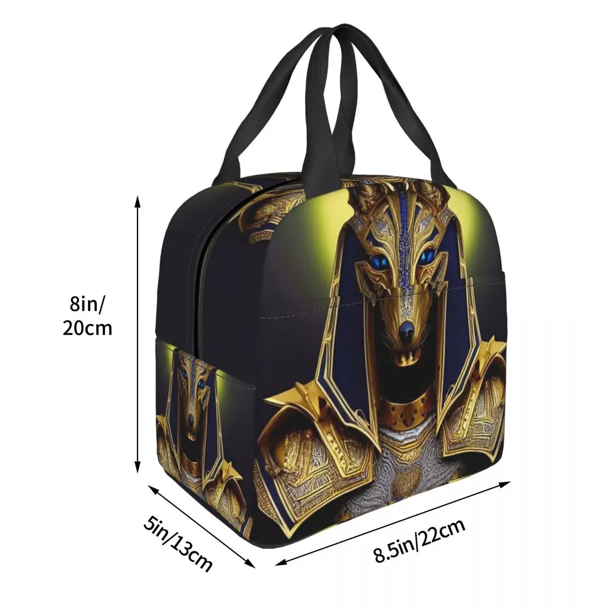 Egyptian God Anubis Art Lunch Bags Insulated Bento Box Lunch Tote Leakproof Picnic Bags Thermal Bag for Woman Children School