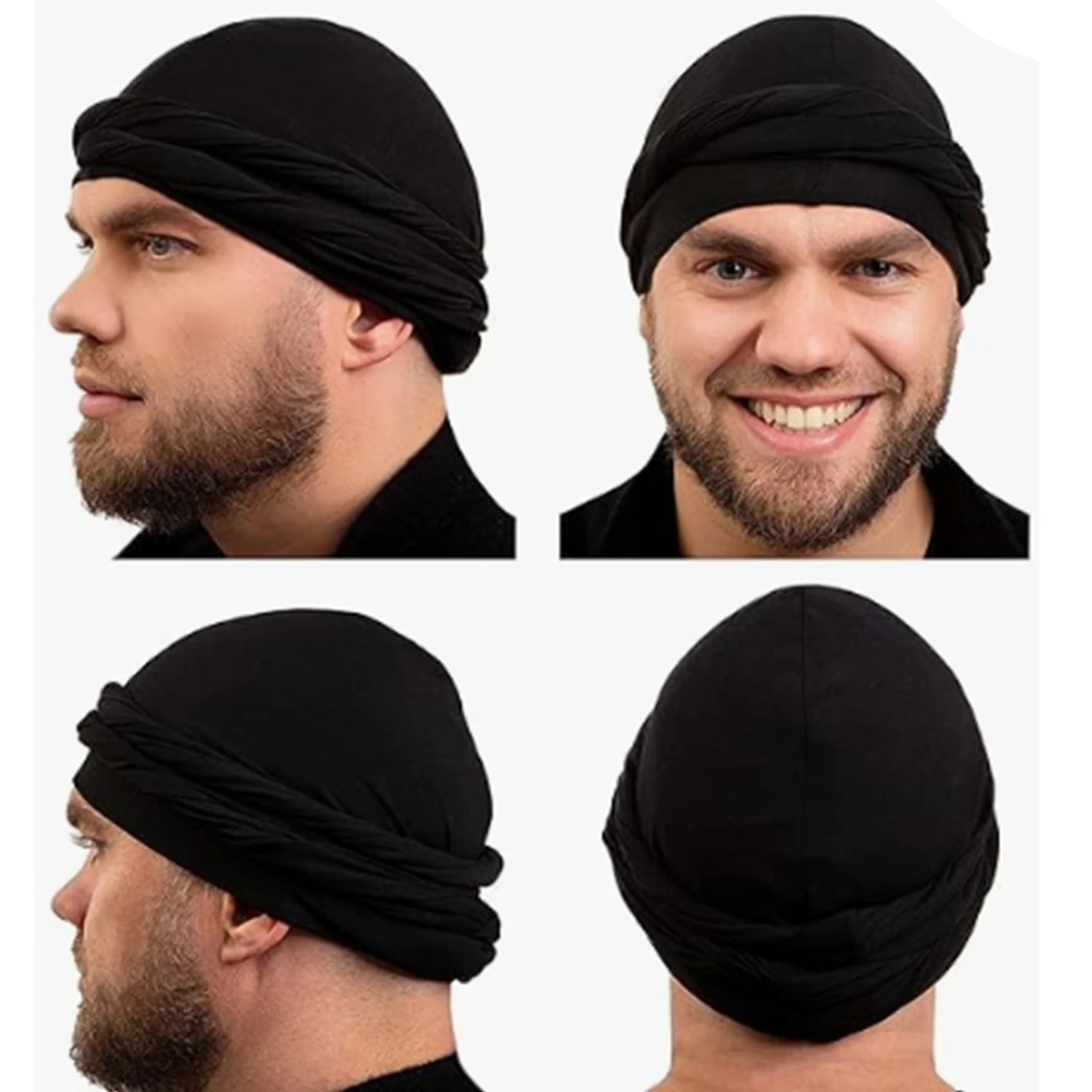 1 szt. Afrykański Turban Durag dla mężczyzn, szalik na głowę z satynową jedwabną podszewką dla mężczyzn, idealny wybór na prezenty