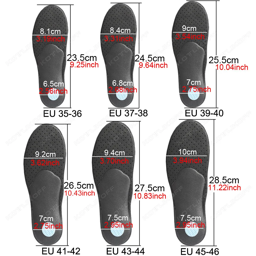 KOTLIKOFF Insole For Shoes Leather Orthotic Insoles Flat Feet High Arch Support Orthopedic Shoes Sole O/X Leg Corrected Insert