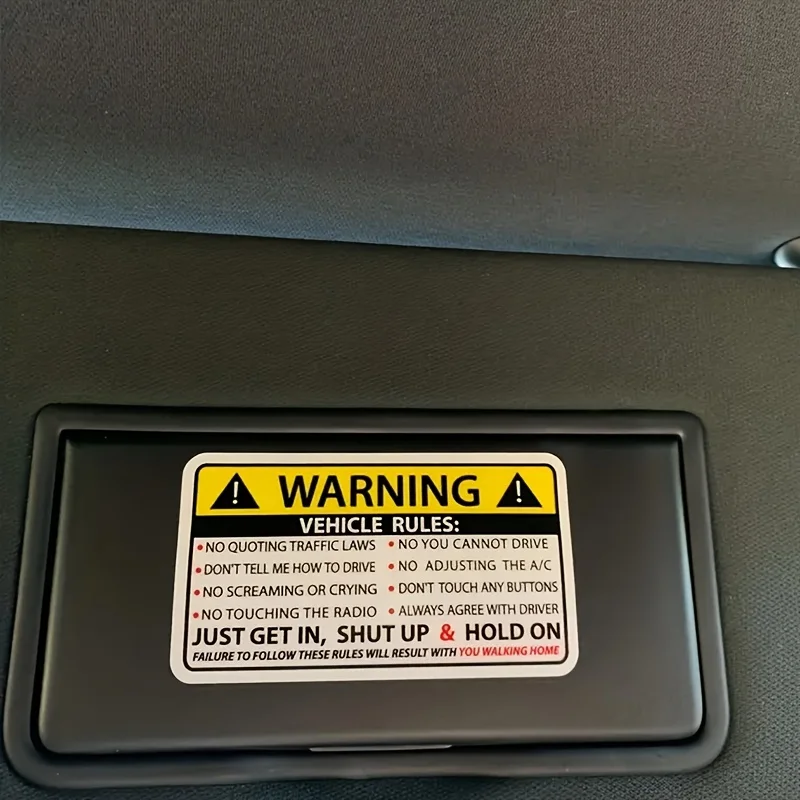 Car Warning Decals, Eye-Catching Yellow & Black Vehicle Rule Stickers, Suitable for Car Interior, Glass and Windows