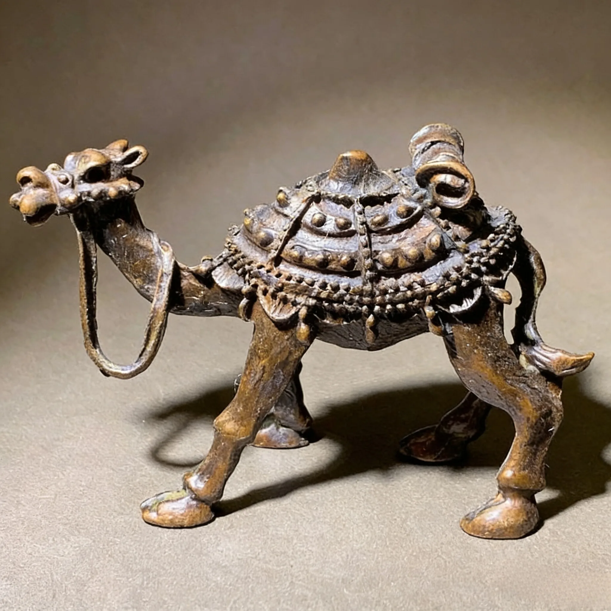 Antique and old objects Alloy copper camel ornament Desert boat camel tea pet household decoration ornament