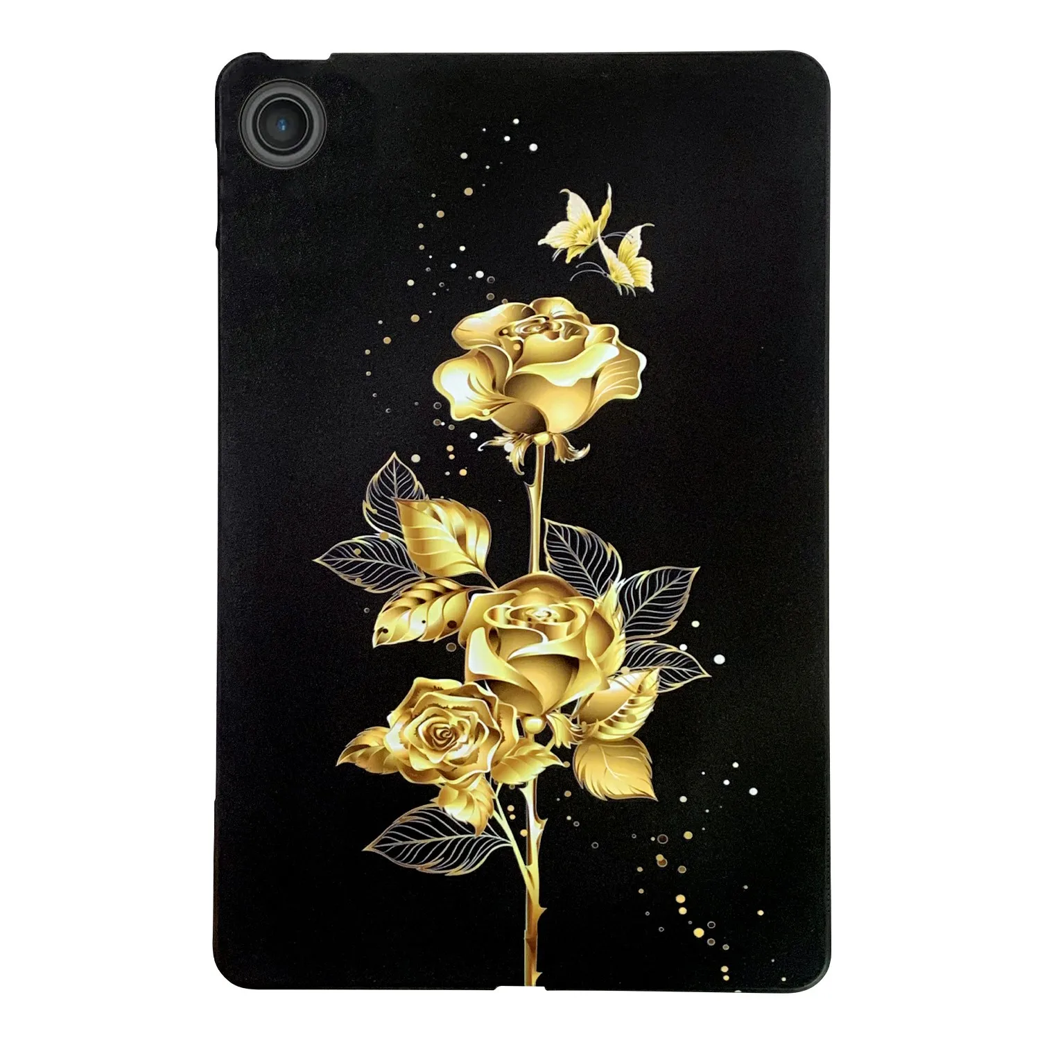 

For Lenovo Tab TB311FU TPU Case Pattern Printing Slim Tablet Protective Cover - Golden Butterfly Rose
