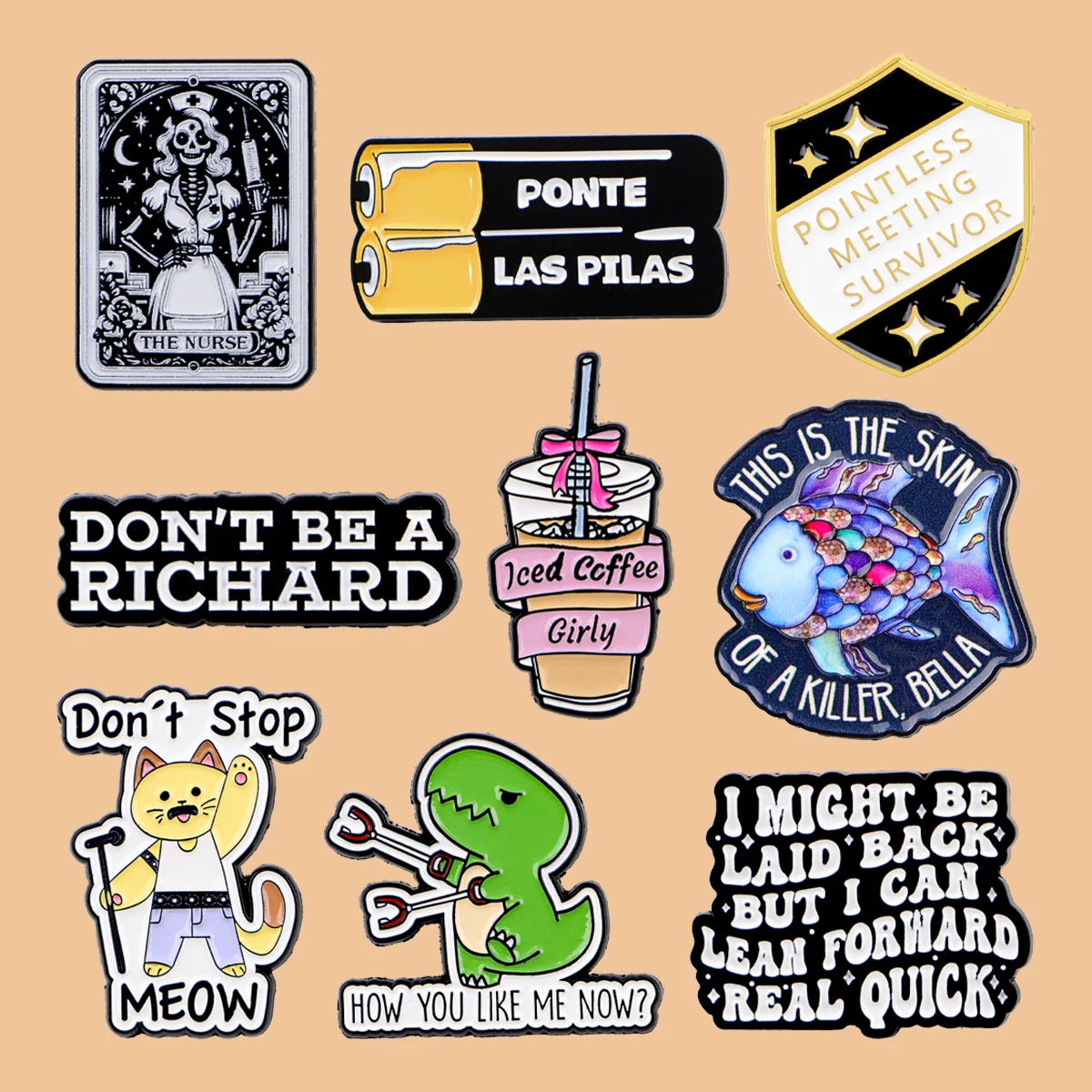 

Funny Battery Coffe Quotes Enamel Pin Cartoon Animals Cats Brooch Lapel Pins Badge on Backpack Clothing Accessories Jewelry Gift