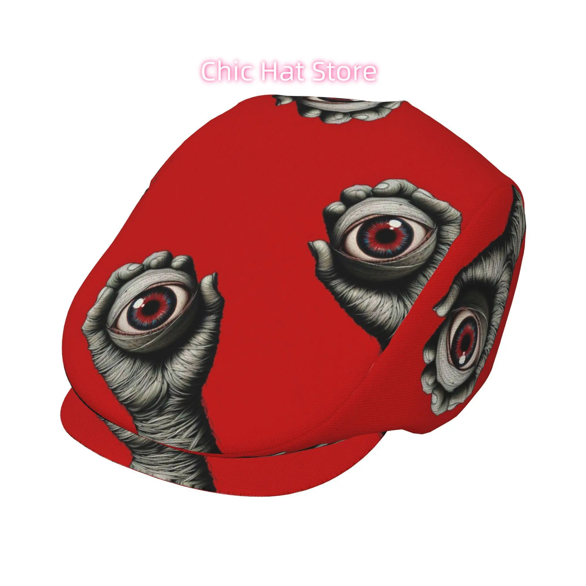 1pc of Surreal Hand Eyeball Design All-Over Print Flat-Top Hats Suitable for Both Men And Women, Including Newsboy Caps, Berets,