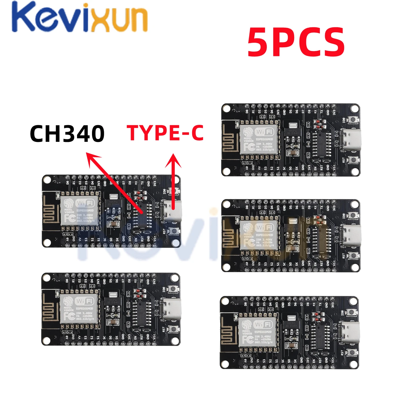 5pcs/Wireless Module CH340/CP2102 NodeMcu V3 V2 Lua WIFI Internet of Things Develop Board based ESP8266 ESP-12E with PCB Antenna