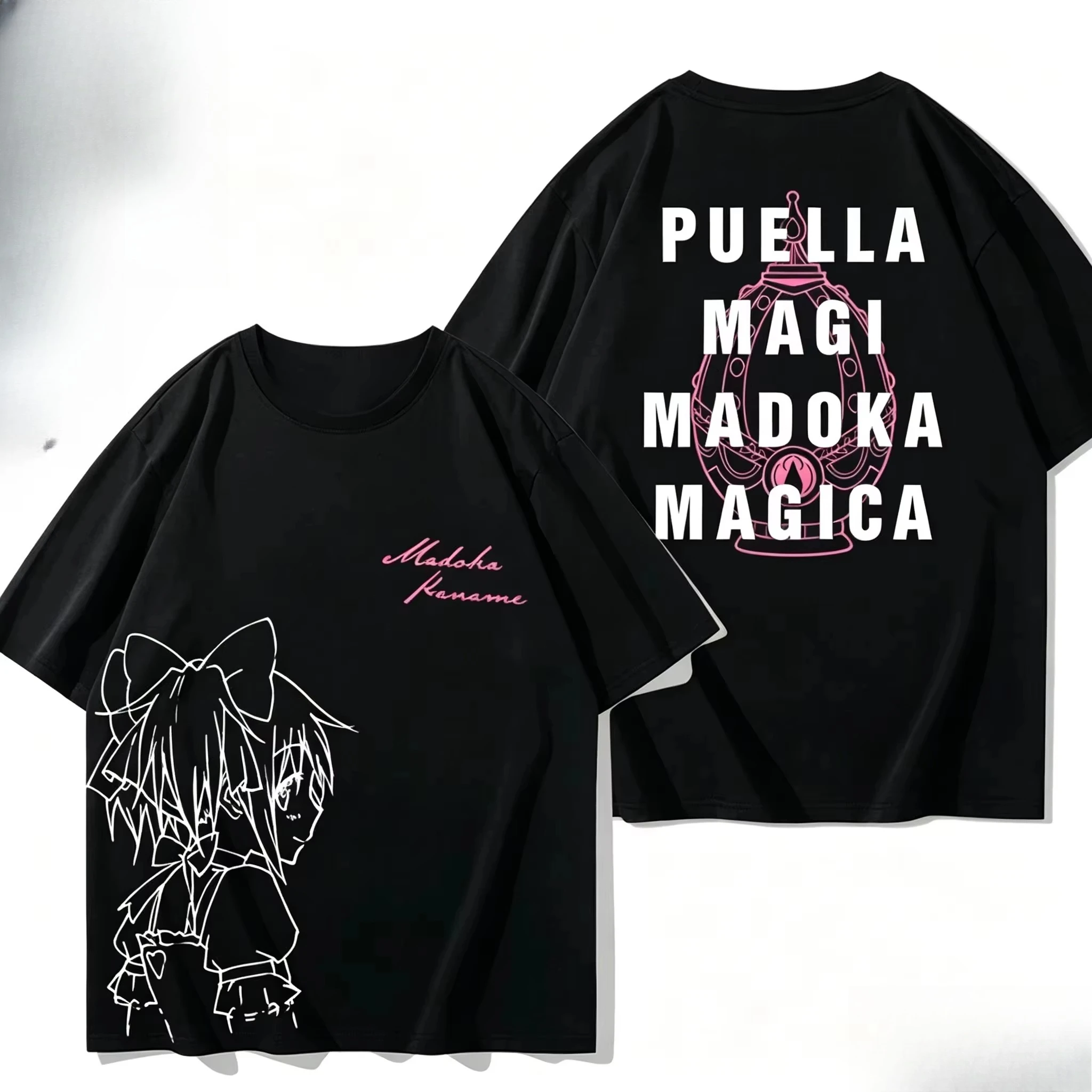 2026 new Puella Magi Madoka Magica Retro Fashion Oversized Unisex Fashion Street Casual Tee Classic Loose Streetwear Trendy soft