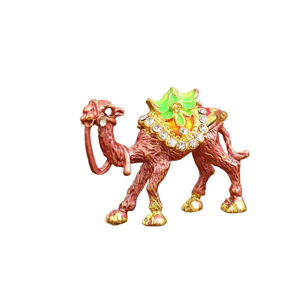 2025 Moroccan Style Camel Animal Figurine Sculpture Trinket Box Crystal Enamel Jewelry Box Ring Holders Gift Dresser Table Decor