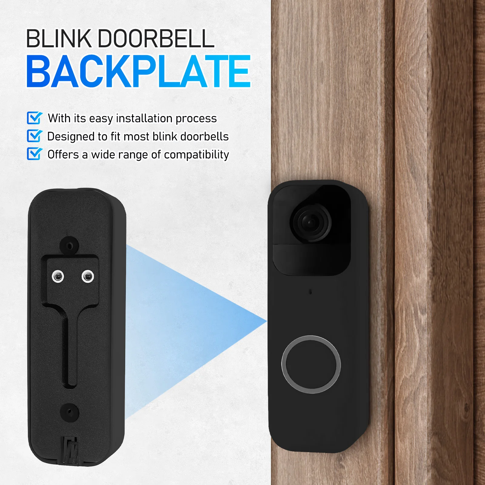 Blink Doorbell Backplate Replacement Mount for Video Doorbell Camera - Sturdy Plastic Wall Bracket Compatible with Most Blink