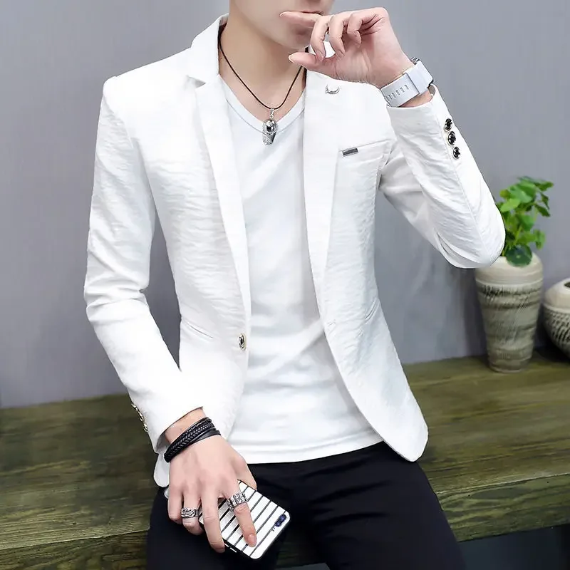 Coat Male Blazer Slim Fit Chinese Men\'s Suit Jackets Black Thin Luxury Designer Elegant High Quality Vintage Summer Classic 2024