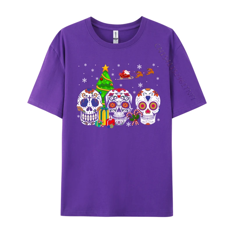 Three Christmas Mexican Skull Funny Santa Skull Lover T-Shirts Latest Men's Top T-Shirts Camisa T Shirt Normal