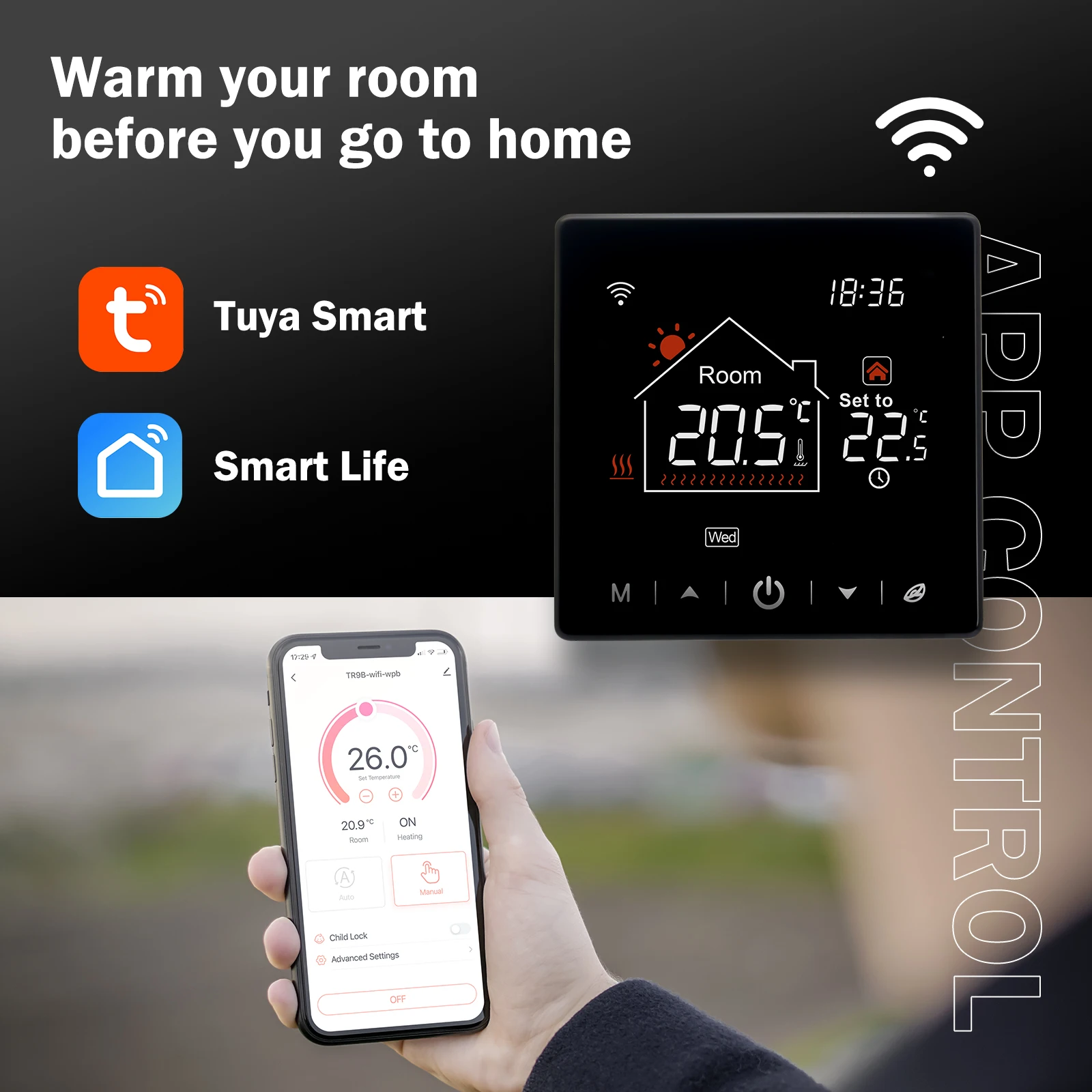 Beok-termostato WiFi con controlador de temperatura para caldera de Gas, termostato inteligente para calefacción de habitación, funciona con Alexa y