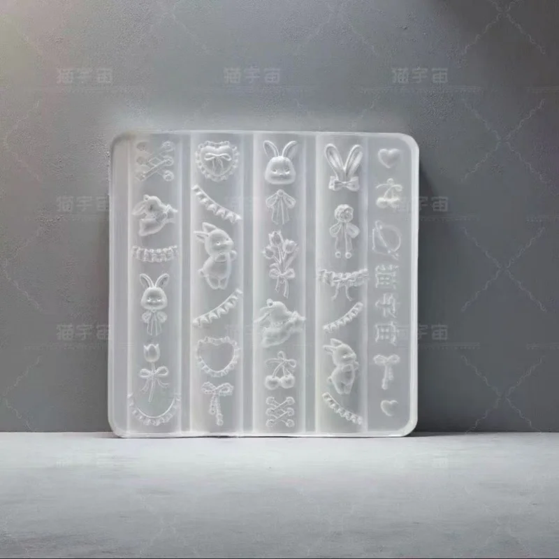 1pc pizzo cremoso fiocco di coniglio guscio marino 3D stampo acrilico decorazioni per unghie artistiche gatto design fai da te stampo per unghie in silicone per nail art