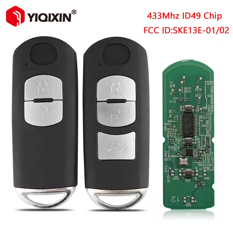 

YIQIXIN 433 МГц ID49 чип SKE13E-01/02 дистанционный ключ от автомобиля для Mazda 2 3 6 CX-5 MX-5 CX-3 CX-4 Atenza Axela 2/3 кнопка необрезанного лезвия