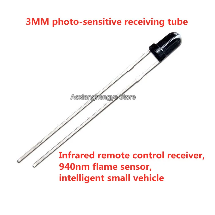 50pcs 3MM photo-sensitive receiving tube Infrared remote control receiver,  940nm flame sensor,  intelligent small vehicle