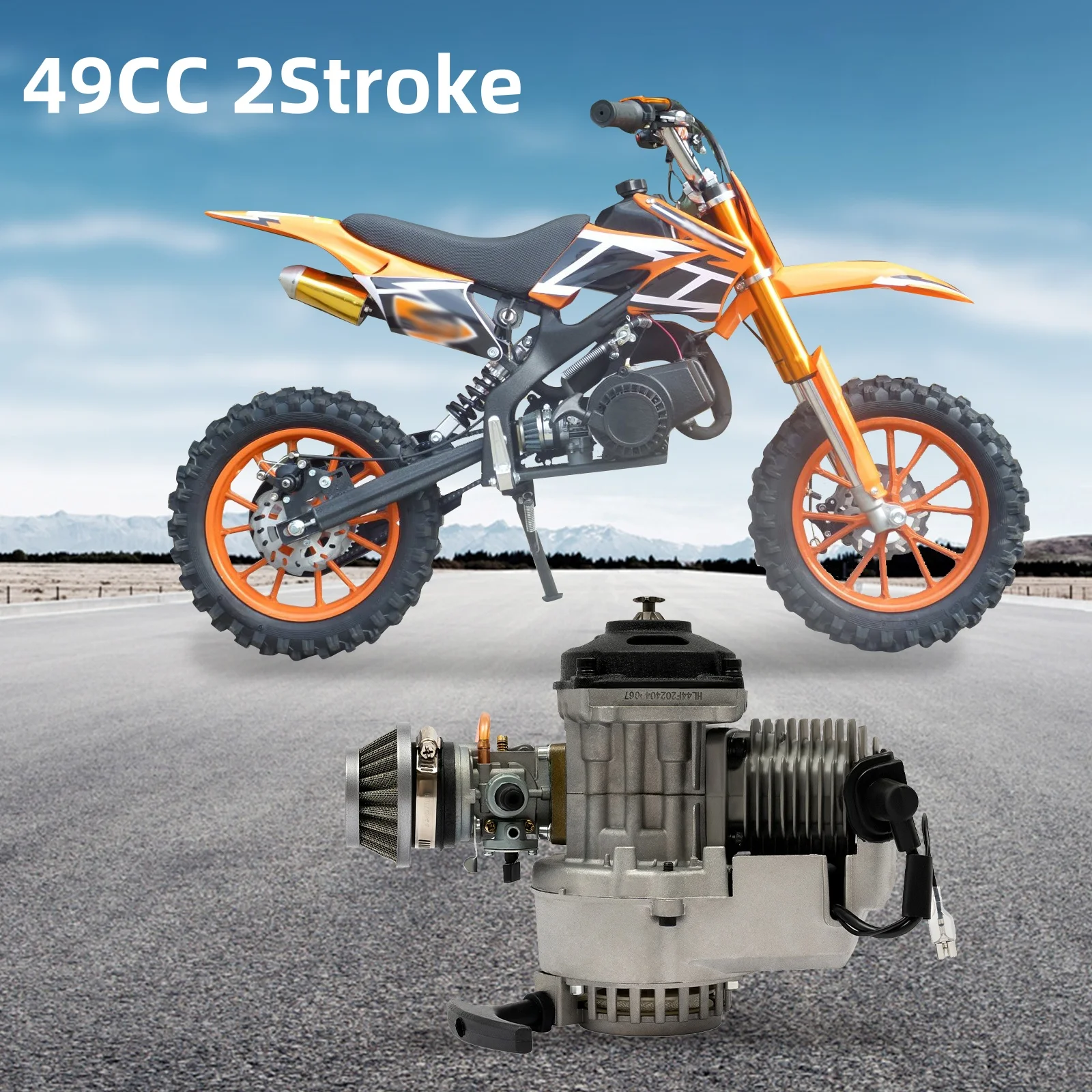 49CC 2Stroke Pull Start Engine Motor for Pocket Bike Mini Dirt Pit Bike Quad ATV