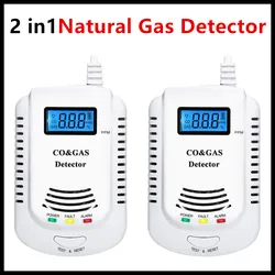 2 in1 Natural Gas Detector Carbon Monoxide Detector, Combustible Gas Leak Detector Monitor For Co, Lpg, Methane In Kitchen