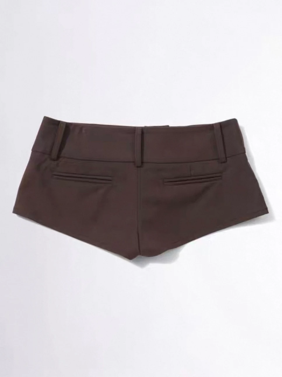 Pantalon de costume élastique taille basse marron ey Sexy coupe ajustée couvrant les fesses orts pantalon droit décontracté pour les femmes
