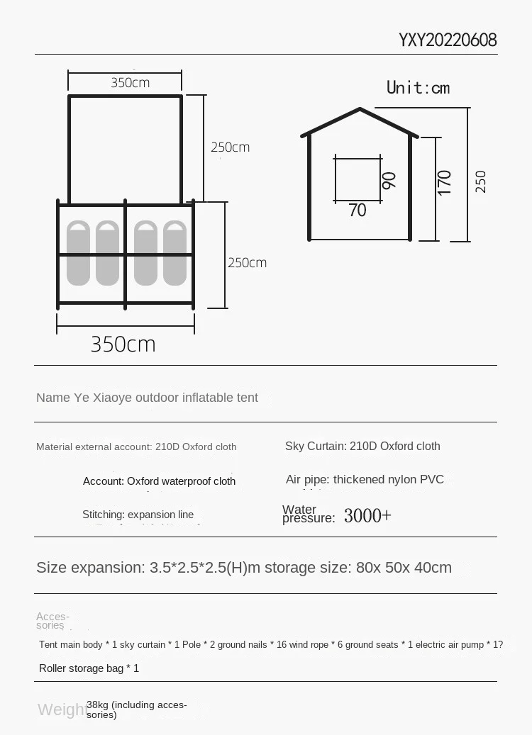 Wild Ono tenda gonfiabile cabina gonfiabile campeggio all\'aperto campeggio 1-6 persone tenda addensata in tessuto Oxford