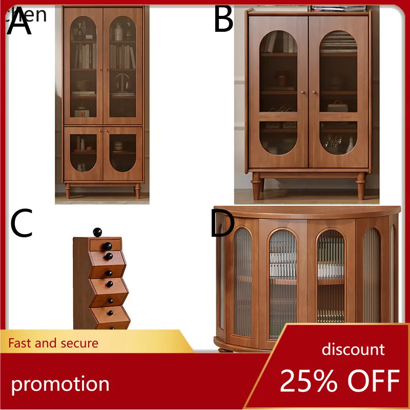 HT Roman Solid Wood Entryway Side Cabinet Vintage Dining Side Hallway Cabinet Antique Simple Living Room Storage Cabinet