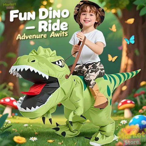 Disfraz inflable Ride-On T-Rex, traje de dinosaurio inflable para Halloween, disfraz de fiesta, divertido disfraz con temática de animales