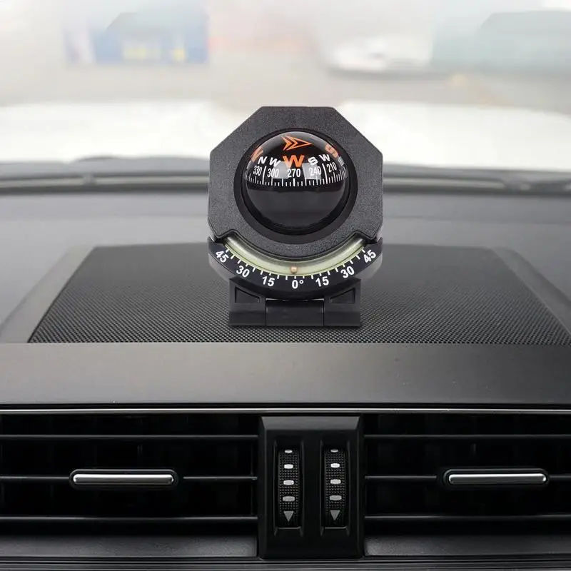 Car Navigation Compass Glowing Spherical Compass Direction Pointing With Inclinometer Multi-Purpose Compass 180-Degree