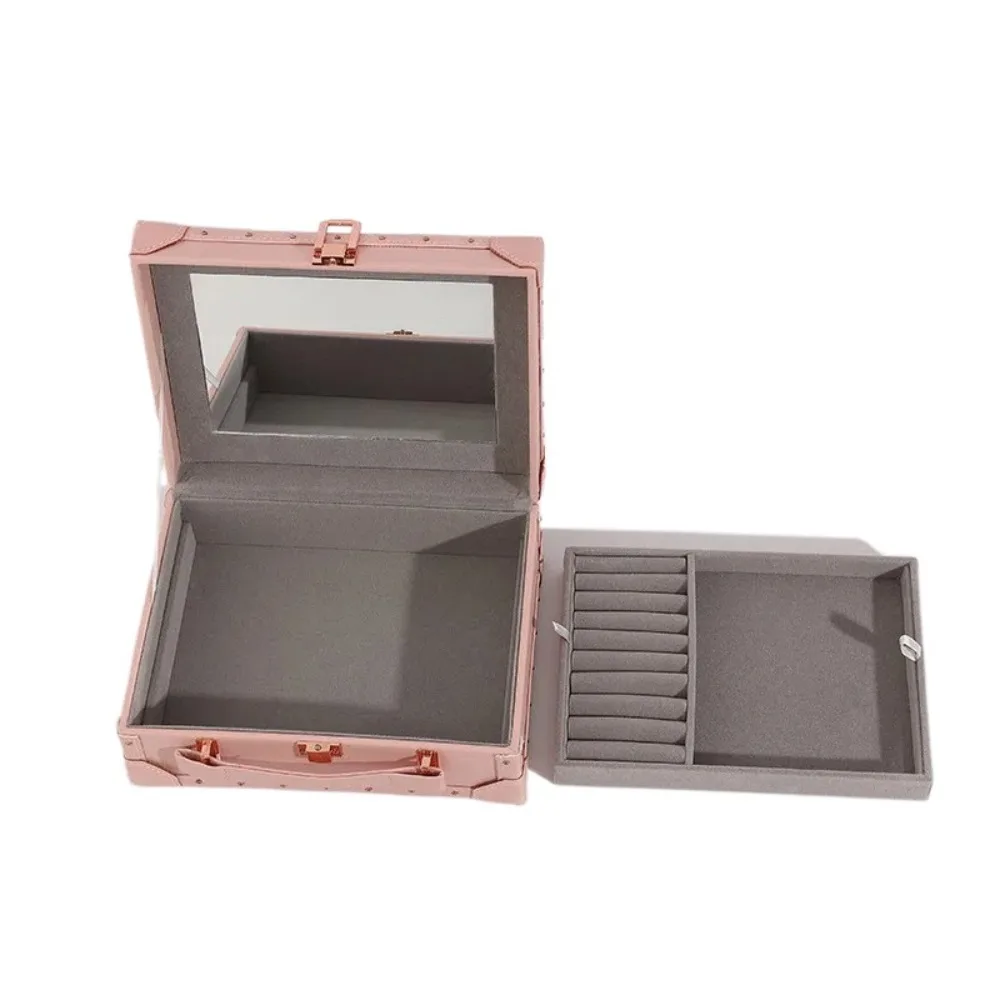 Double Layer Jewelry Packing Box Multi-function PU Leather Earring Storage Case Necklaces Bracelets Headdress Organizer