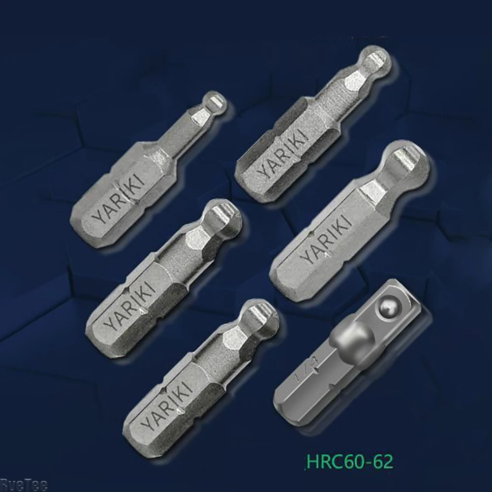 3Pcs Magnetic 1/4 Inch Ball Screwdriver Bits Auto Repair Tools 25mm Length Screwdriver Head 3mm 4mm 5mm 6mm