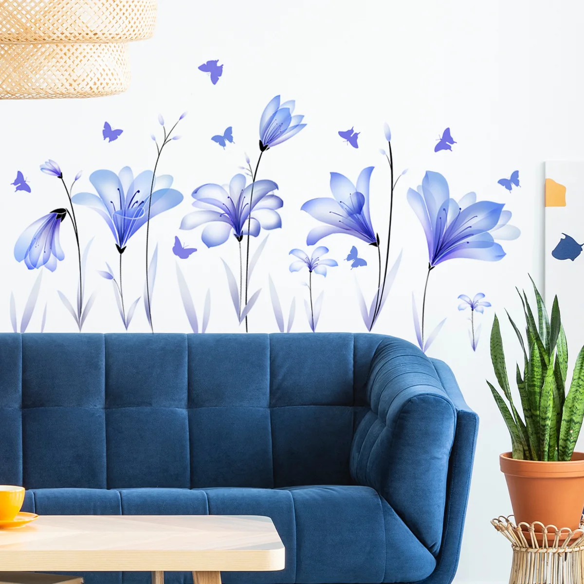 30*90cm Purple Plant Flower Butterfly Wall Stickers Living Room Background Wall Home Decorative Wall Stickers Wallpaper Ms2273