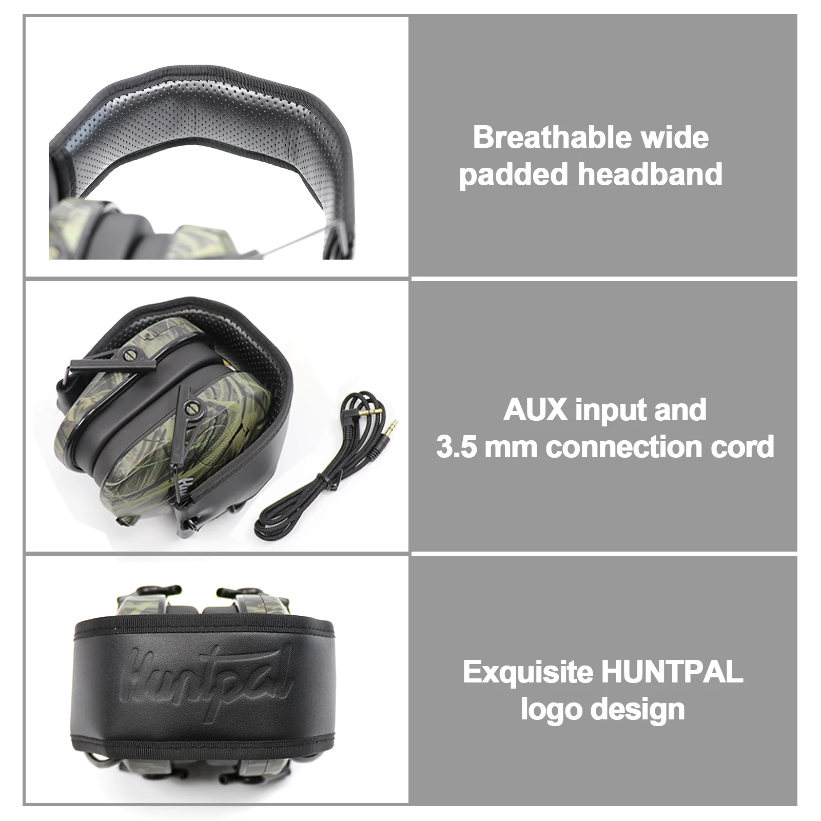 Electronic Shooting Ear Protection 4-Mics Ear-Shaped Tactical Earmuffs Anti-Noise Sound Amplification Headphones for Outdoors