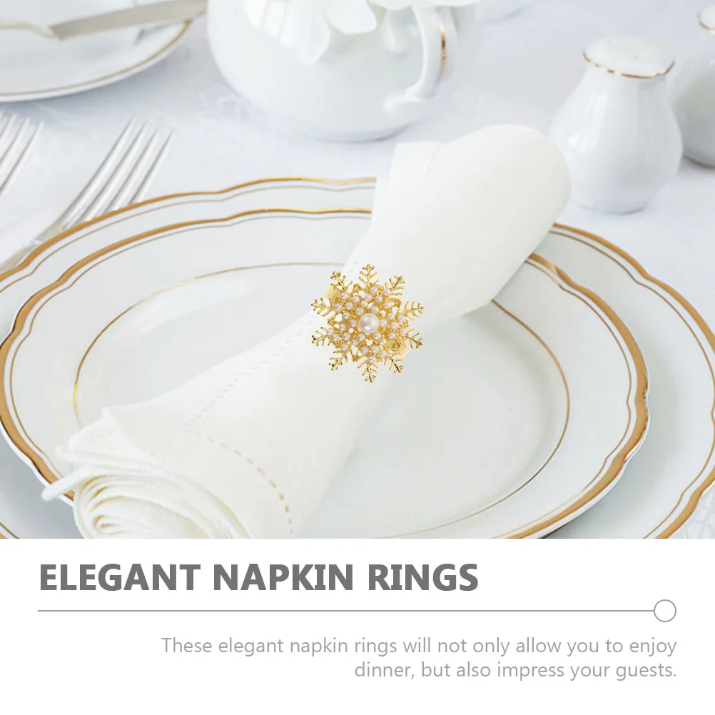 

6 Pcs Household Napkin Buckle Banquet Gold Christmas Decorations Xmas Alloy Buckles