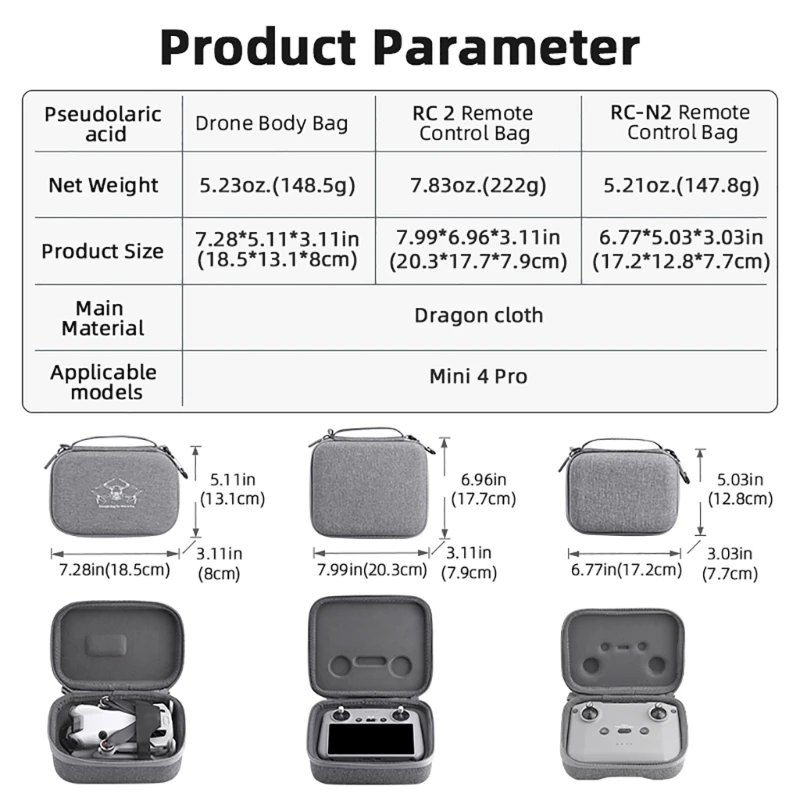 1pc Storage Bag with Carabiner for Mini 4 Quadcopter and RC2/RCN2 Remote Control Shockproof and Convenient Organiser