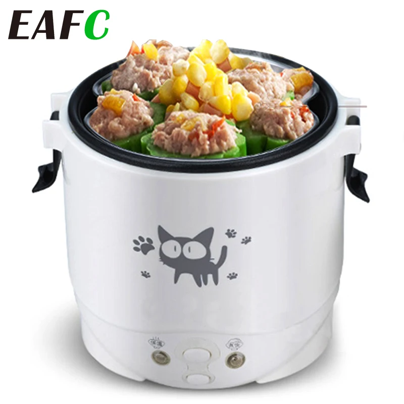 1L Car Mini Rice Cooker Multi-function Electric Water Food Heater Machine Lunch Box Warmer 2 Persons for Home Car SUV Truck