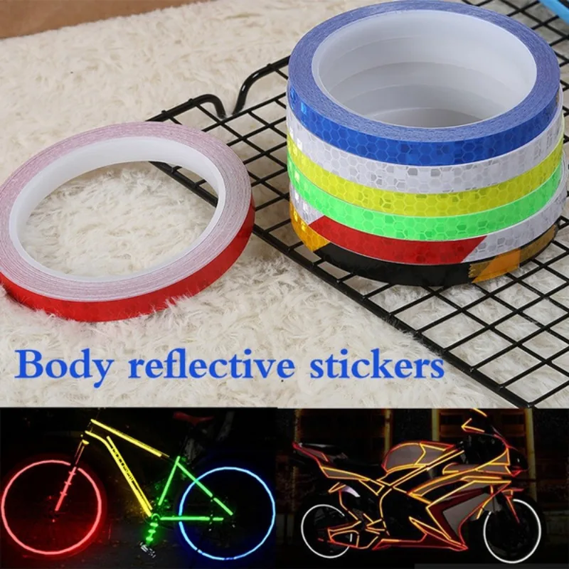 8m Reflective Sticker Motorcycle Rim Tape Reflective Wheel Sticker Decals for Night Car Helmet Waterproof Safety Warning Sticker