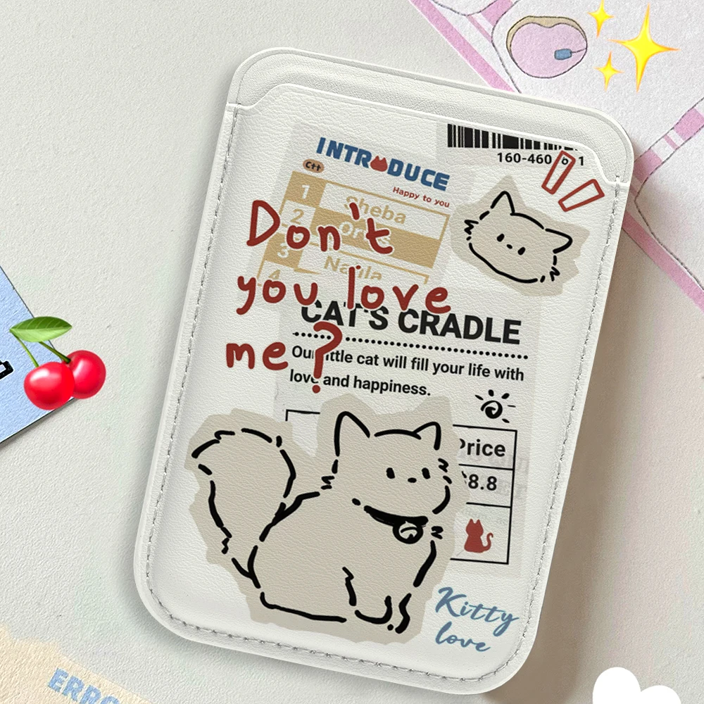 Kitty Love Leder-Kartenetui Handyhülle Kartenhalter für Magnetische Hülle Geeignet für alle iPhones für Magsafe Karten-Handy-Rückentasche – Detail 3