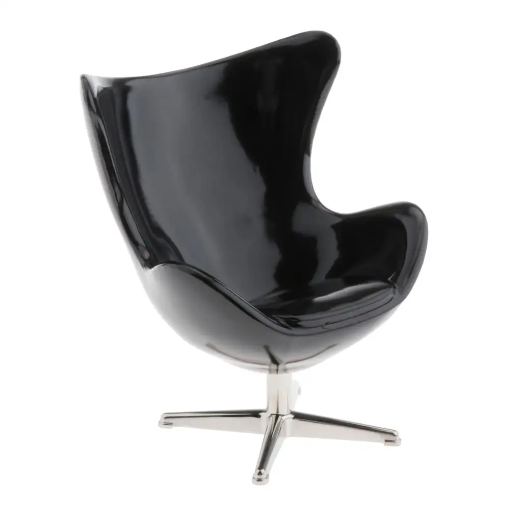 مجموعات أثاث كرسي بلاستيكية أنيقة 1/6 لألعاب بيت الدمى باللون الأسود #6